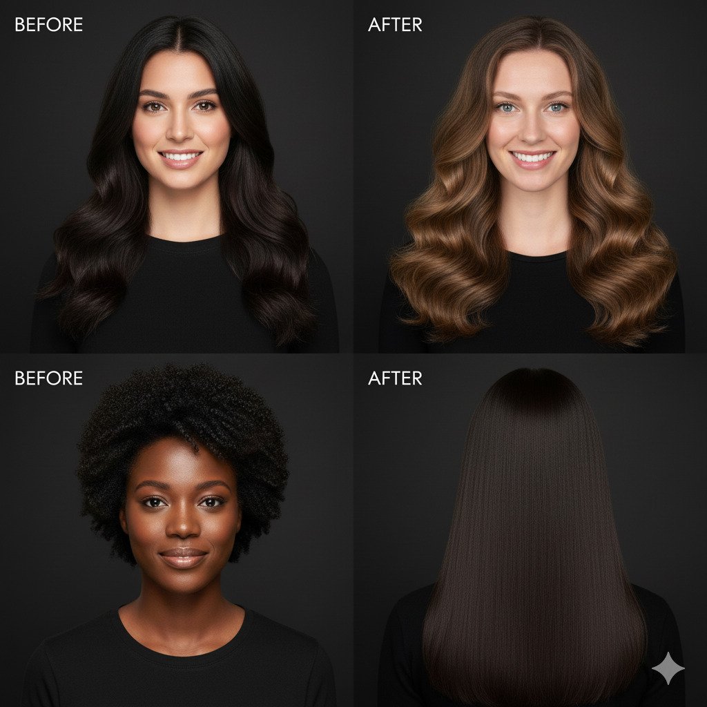 18 inch hair extensions before and after