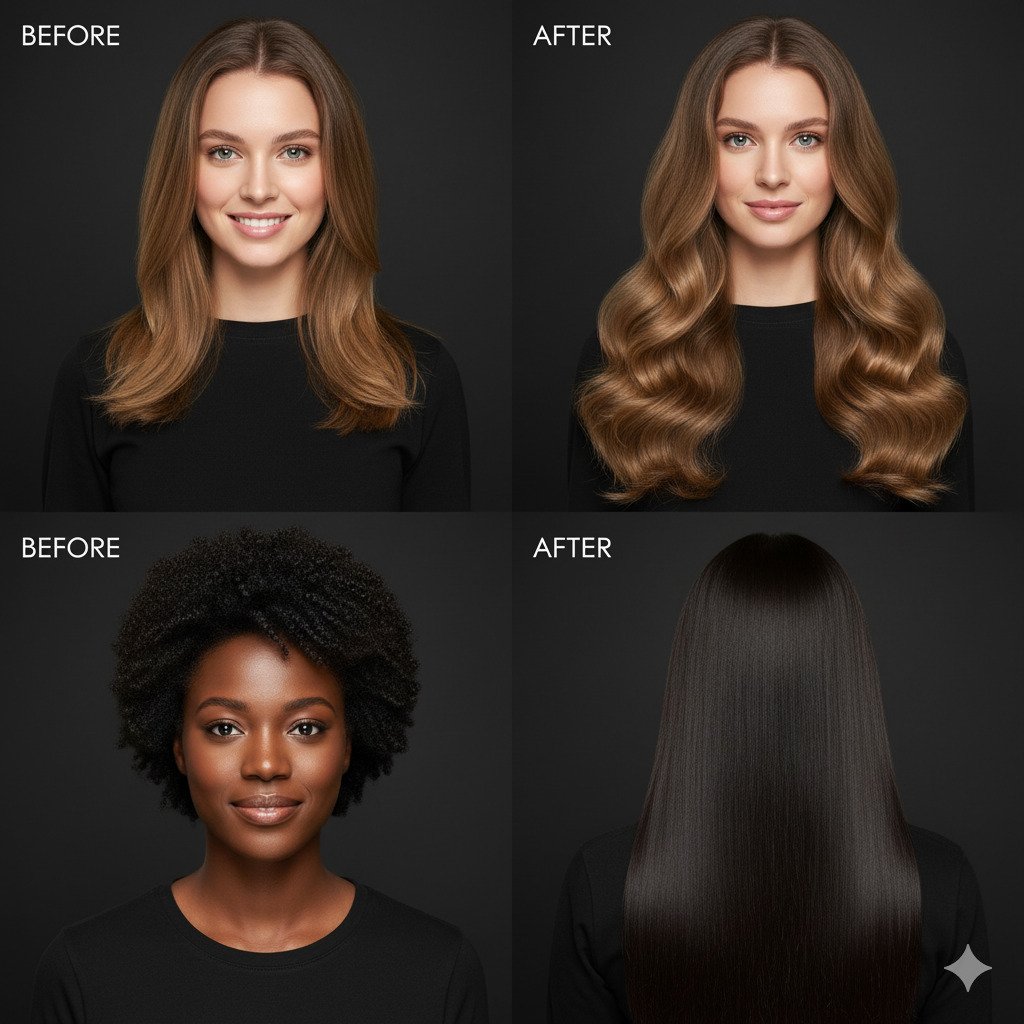 20 inch hair extensions before and after