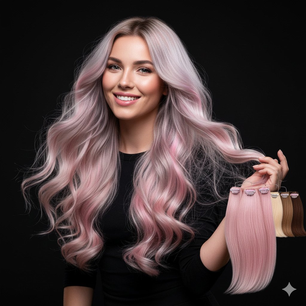light pink hair extensions